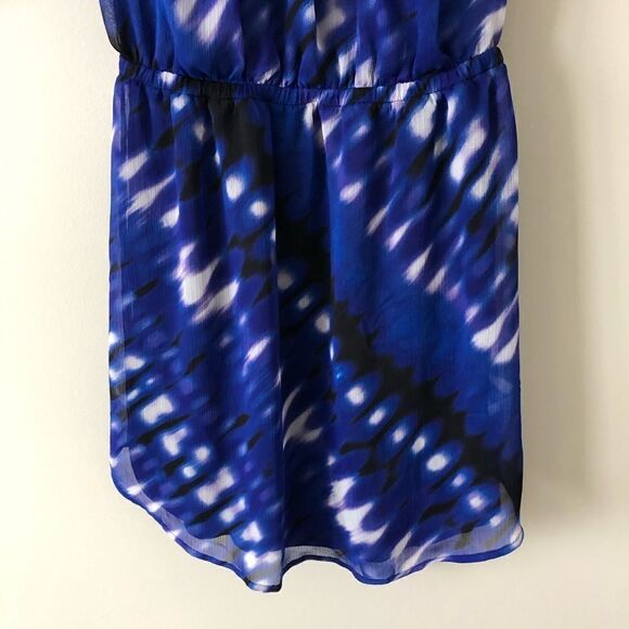 Express  Chiffon Elastic Waist Criss Cross Back Hi-Lo Mini Dress Size Medium - Picture 6 of 11